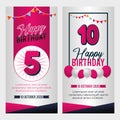 Vector graphic of happy birthday banner and sticker good for birthday celebration.