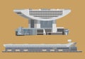 Vector graphic of Hong Kong cruise terminal and peak tower