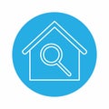Vector Graphic of House Search - Blue Monochrome Style