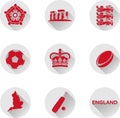 A Set of Flat Icons of England, a state within the country of the United Kingdom Royalty Free Stock Photo