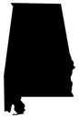 Alabama state map black silhouette illustration Royalty Free Stock Photo