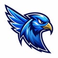 A vector graphic illustration of a blue falcons head with a wing, Blue Falcon Logo, Captivating Vector Graphic Royalty Free Stock Photo