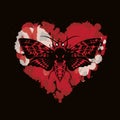 Butterfly Dead head on abstract red heart