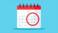 Vector Graphic Illustration of a Desk Calendar with a Significant Segment of Dates Highlighted by a Large Red Circle Indicating an Royalty Free Stock Photo