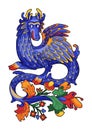 Vector graphic illustration of a funny blue dragon Royalty Free Stock Photo
