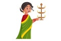 Vector graphic illustration of Indian Marathi Woman