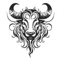 vector graphic illustration of a stylized bull s head. front view