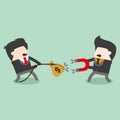 vector graphic illustration of two people working hard over each other for money