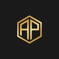 Vector Graphic Initials Letter AP Logo Design Template Royalty Free Stock Photo