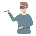 Vector graphic of a man using virtual reality glasses and holding a controller Royalty Free Stock Photo