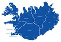 Vector Map of Iceland with Regions and Cities