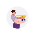 Vector graphic of a person holding a stack of books Royalty Free Stock Photo