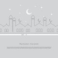 Vector graphic of Ramadan Kareem with night scene background. Royalty Free Stock Photo