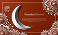 Vector graphic of Ramadan Kareem with White Moon and Red Background. Royalty Free Stock Photo