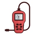 Vector graphic of a red digital multimeter, isolated on a white background, depicting electronic testing Royalty Free Stock Photo