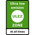 Vector graphic road sign for the entry to a ULEZ (Ultra low emission zone) and that it is operating at all times