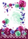 Vector graphic with roses and for t-shirt white background Royalty Free Stock Photo