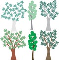 Vector graphic set deciduous trees. Clip Art Royalty Free Stock Photo