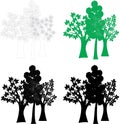 Vector graphic set deciduous trees. Clip Art Royalty Free Stock Photo