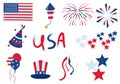 Vector graphic set elemen design American celebration