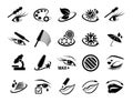 Vector graphic set. Icons. Cosmetology. Concept illustration for Web site app. Sign, symbol, element. Skin care. Simple isolated