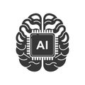 Vector art of artificial intelligence brain with chip represents the concept of machine learning and cognitive computing Royalty Free Stock Photo