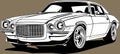 Classic american vintage retro icon of muscle car Chevrolet Camaro