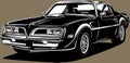 Classic american vintage retro icon of muscle car Pontiac Royalty Free Stock Photo