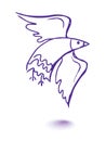 Vector graphic, stylized image of dove of peace