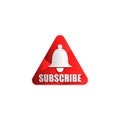 Vector graphic of subscribe red button with bell sign. perfect for video or social media banner or button Royalty Free Stock Photo
