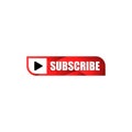 Vector graphic of subscribe red button with play sign. perfect for video or social media banner or button Royalty Free Stock Photo