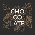 Vector graphic template. Chocolate nature illustration. Cacao tree