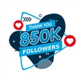 Vector graphic of Thank you stickers for 850 followers good for say thank to followers