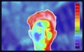 Vector graphic of Thermographic image of a man face showing different temperatures in a range of colors. Medical thermal imaging