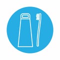 Vector Graphic of - Toothbrush and Toothpaste - Blue Monochrome Style