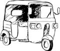 Vector graphic of a traditional taxi in Indonesia known as Bajaj