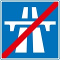 Vector graphic of a uk end of motorway road sign. It consists of a depiction of a motorway and a bridge with a red line passing