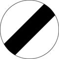 Vector graphic of a uk national speed limit road sign. It consists of a diagonal black bar contained within a black circle Royalty Free Stock Photo