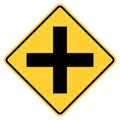 Vector graphic of a usa crossroad highway sign. It consists of two black lines crossing each other at right angles within a black