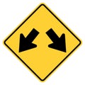 Vector graphic of a usa Double Obstacle Ahead highway sign. It consists of two diagonally downward pointing arrows within a black