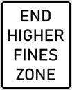 Vector graphic of a usa End Higher Fines Zone highway sign. It consists of the wording End Higher Fines Zone in a white rectangle