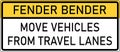 Vector graphic of a usa Fender Bender MUTCD highway sign. It consists of the wording Fender Bender and Move Vehicle From Travel