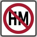 Vector graphic of a usa Hazardous Materials Prohibited MUTCD highway sign. It consists of a red circle with a red diagonal bar Royalty Free Stock Photo