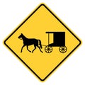 Vector graphic of a usa Horse Drawn Vehicle Crossing Ahead highway sign. It consists of the silhouette of a horse and buggy within Royalty Free Stock Photo