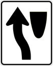 Vector graphic of a usa Keep Left MUTCD highway sign. It consists of a curved arrow passing to the left of the median contained in