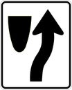 Vector graphic of a usa Keep Right highway sign. It consists of a curved arrow passing to the right of the median contained in a