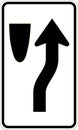 Vector graphic of a usa Keep Right MUTCD highway sign. It consists of a curved arrow passing to the right of the median contained