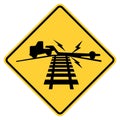 Vector graphic of a usa low ground clearance highway sign. It consists of the silhouette of a truck hitting the railroad track