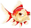 A whimsical red and white goldfish