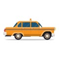 Vector graphic yellow retro Taxi cab on white Royalty Free Stock Photo
